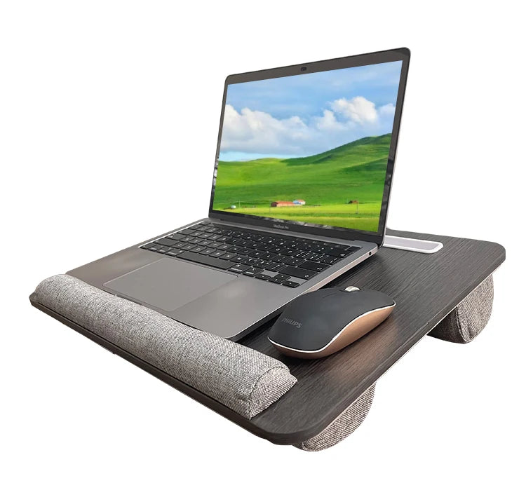 Portable Wooden Laptop Bed Desk – 15 Inch Lap Tray with Cushion for Study