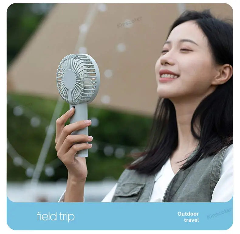Portable Handheld USB Fan – Rechargeable Stepless Speed Desktop Cooling Fan