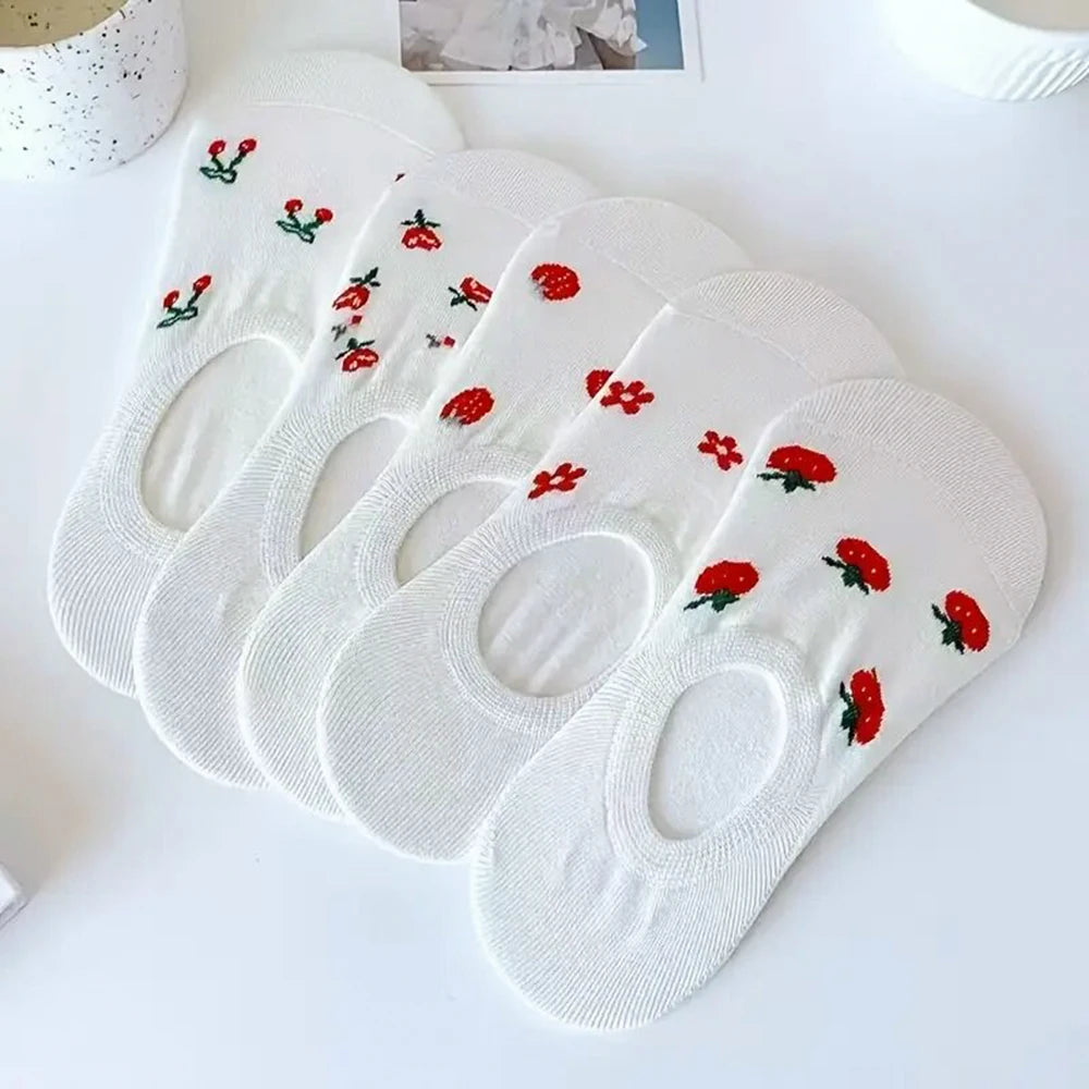 Cartoon Teddy Bear Ankle Socks – Breathable Cotton Casual Footwear for Women