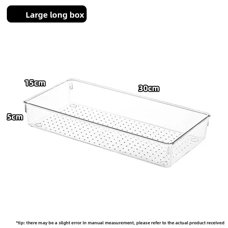 Transparent Cosmetic Organizer – Striped Plastic Drawer for Desk Storage