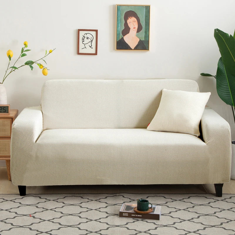 Jacquard Stretch Sofa Cover – Elastic Slipcover for L Shape and Standard Couches