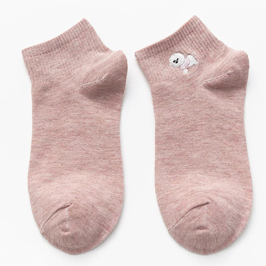 Embroidered Animal Cotton Socks – Kawaii Harajuku Style for Casual Wear