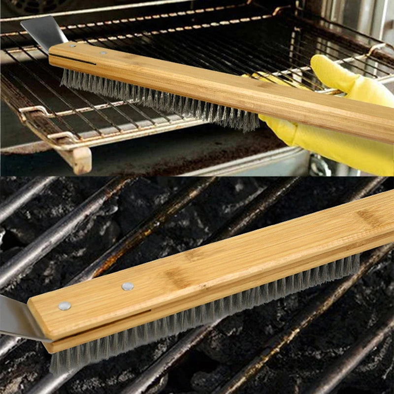 Brass Bristle Pizza Oven Brush – Copper Cleaning Tool for Grill Maintenance