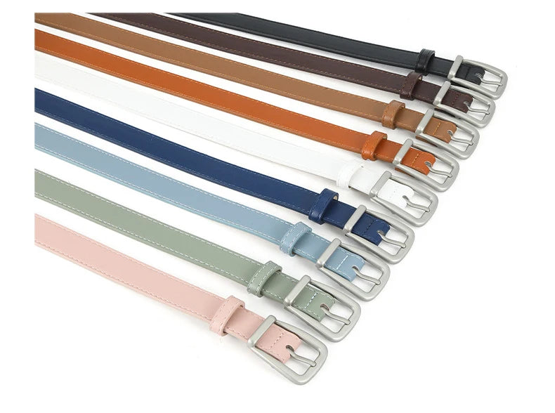 PU Leather Waist Belt – Metal Buckle Accessory for Women Jeans and Dresses