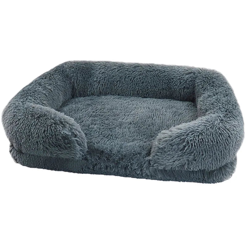 Plush Rectangular Dog Bed – Washable Fluffy Pet Cushion for Small to Large Dogs