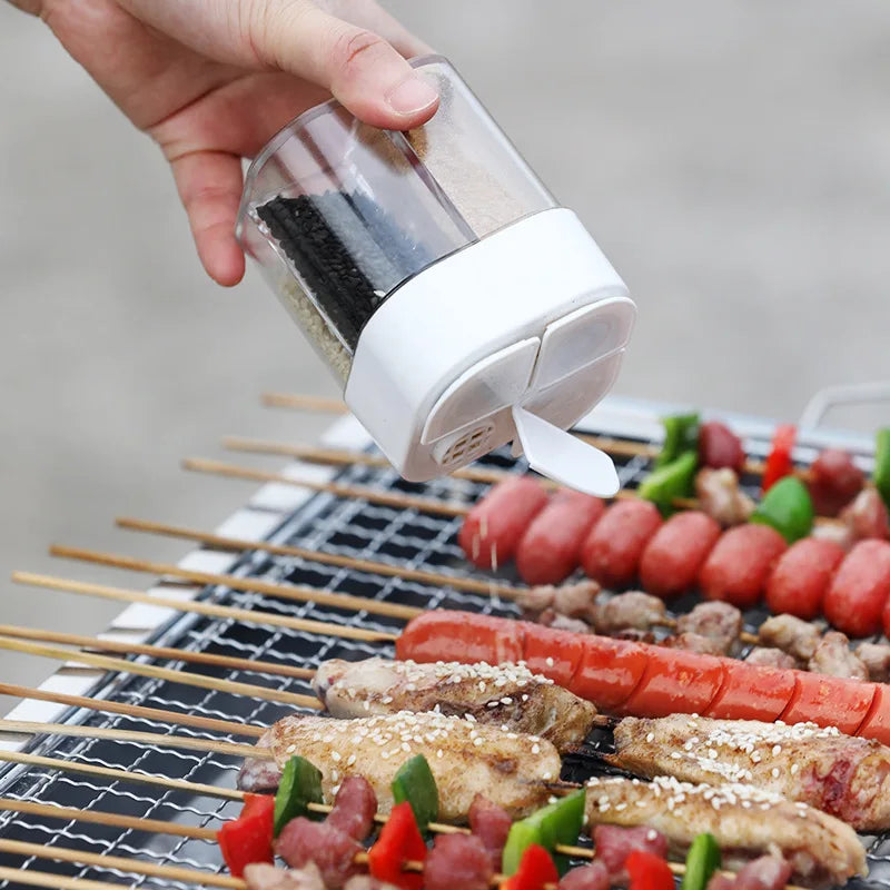 4-in-1 Camping Seasoning Shaker – Multi-Compartment Spice Jar for Outdoor BBQ