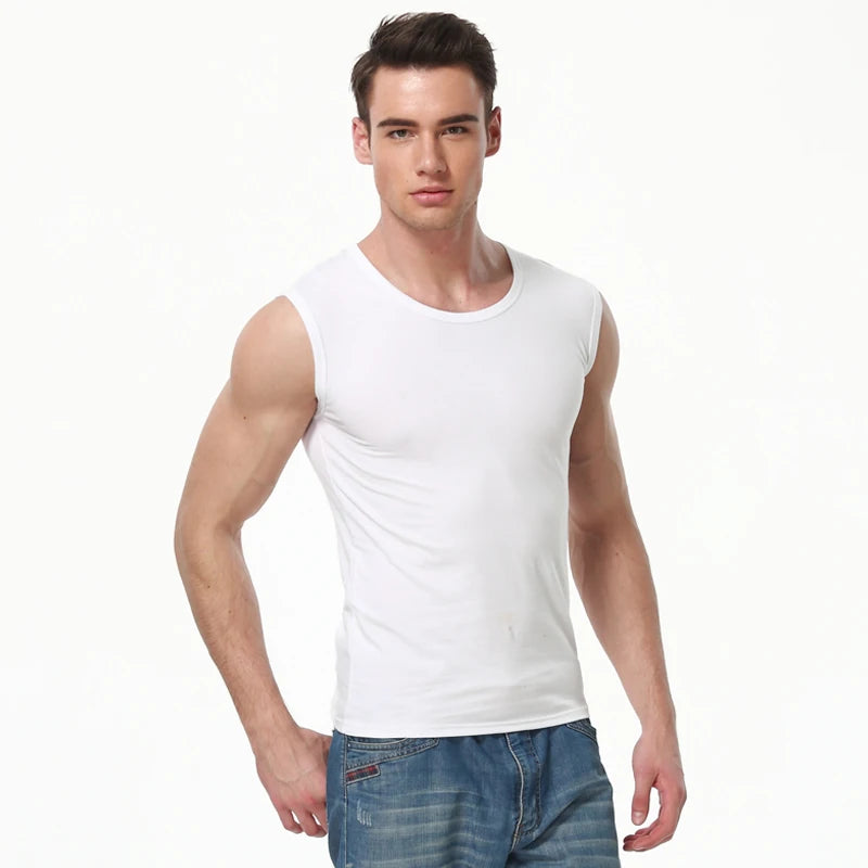 Cotton Sleeveless Compression Vest – Men's Athletic Shirt for Gym Fitness