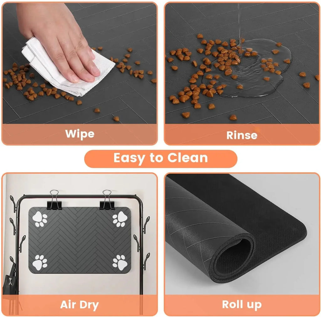 Absorbent Pet Feeding Mat – Waterproof Placemat for Dog and Cat Food Bowls