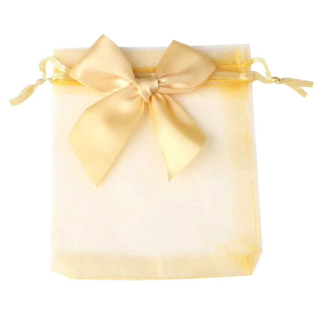 Organza Drawstring Gift Bags – Bowknot Pouches for Wedding Jewelry Packing