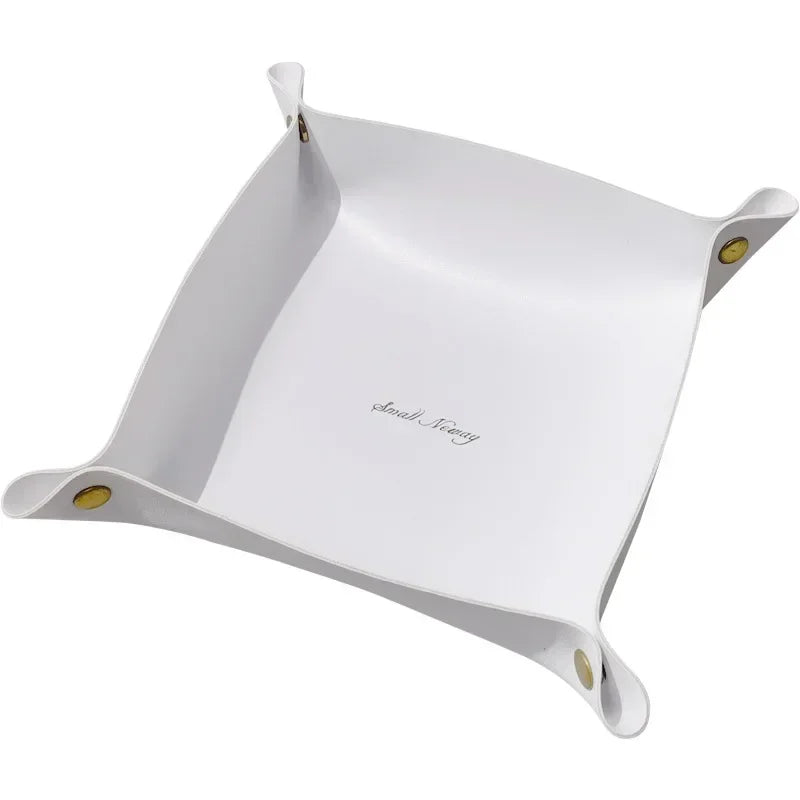 Folding Leather Storage Tray – Nordic Desktop Organizer for Jewelry and Keys