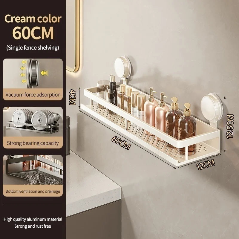 Corner Suction Storage Rack – Wall-Mounted Shelf for Bathroom Organization