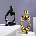 Abstract Thinker Statue – Sand Colored Yoga Figurine for Home Decor
