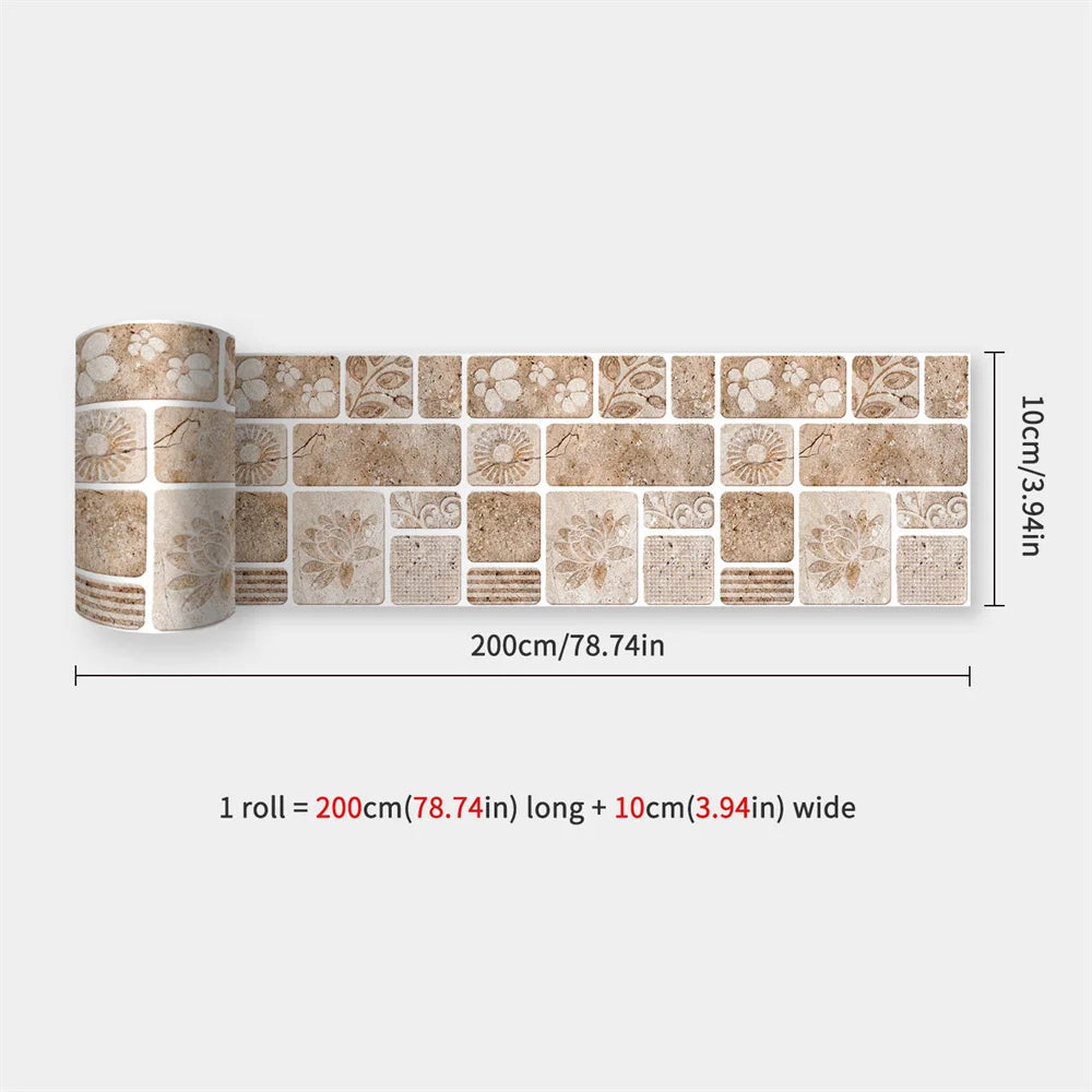 Self-Adhesive Waist Line Stickers – Waterproof Border Mural for Kitchen Decor
