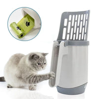 Cat Litter Scoop – Integrated Waste Bag Holder for Easy Pet Toilet Cleaning