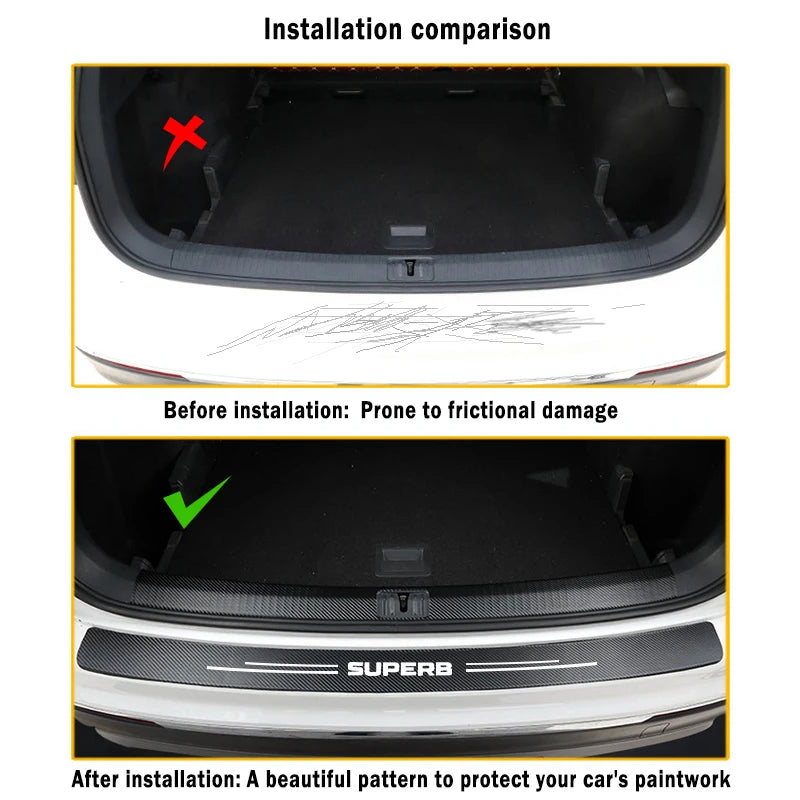 Leather Rear Bumper Guard – Anti-Scratch Protective Strip for Skoda Superb