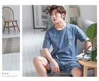 Striped Bear Pajama Set – Breathable Cotton Loungewear for Men
