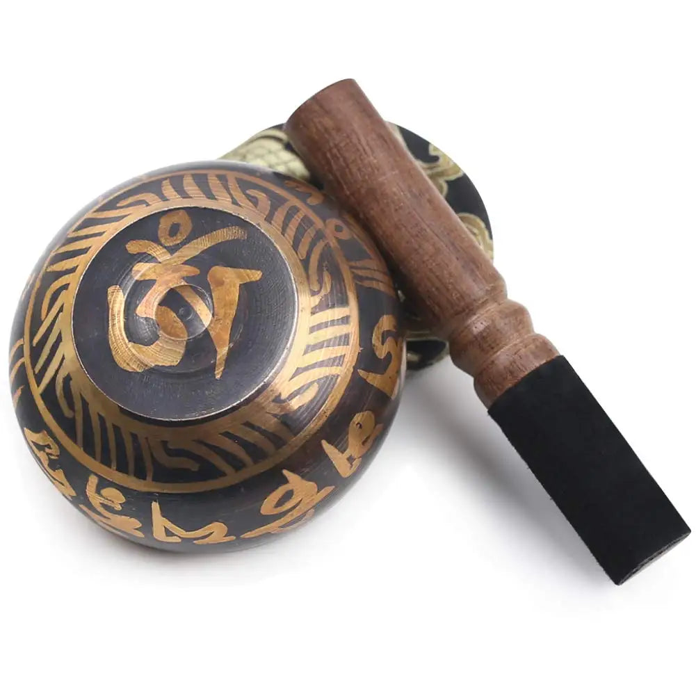 Tibetan Singing Bowl Set – Engraved Lotus for Meditation and Chakra Healing