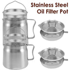 Stainless Steel Oil Strainer Pot – Fine Mesh Grease Container for Kitchen