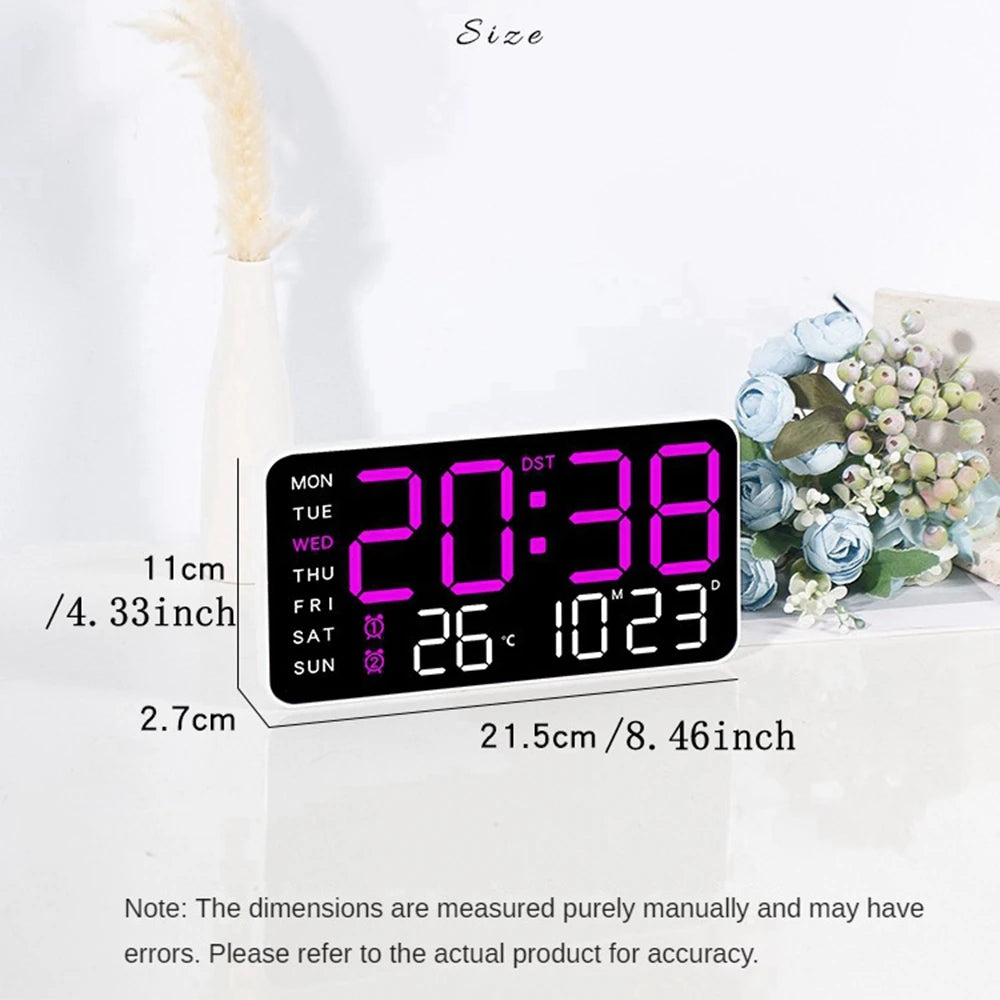 LED Digital Wall Clock – Temperature and Date Display for Home Office