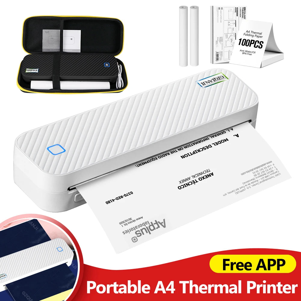 Portable A4 Thermal Printer – Bluetooth Photo and Document Maker for Office