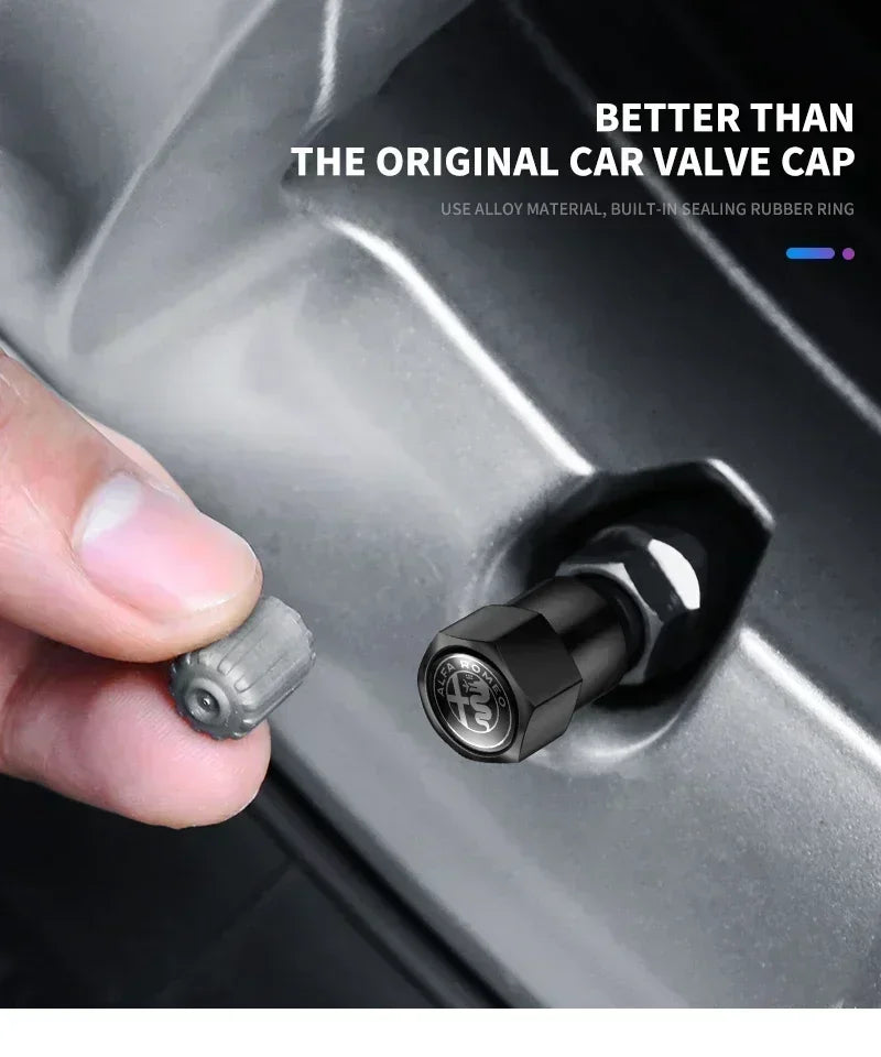 Metal Car Tire Valve Stem Caps – Automotive Accessory for Alfa Romeo Models