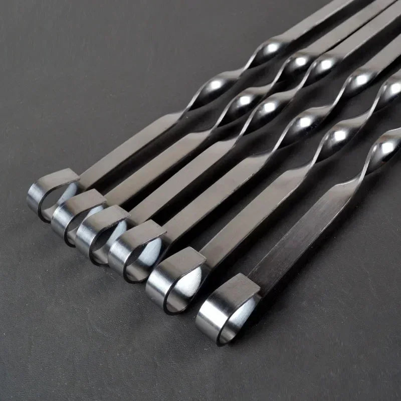 Stainless Steel BBQ Skewers – 55cm Long Handle Grill Sticks for Outdoor Cooking