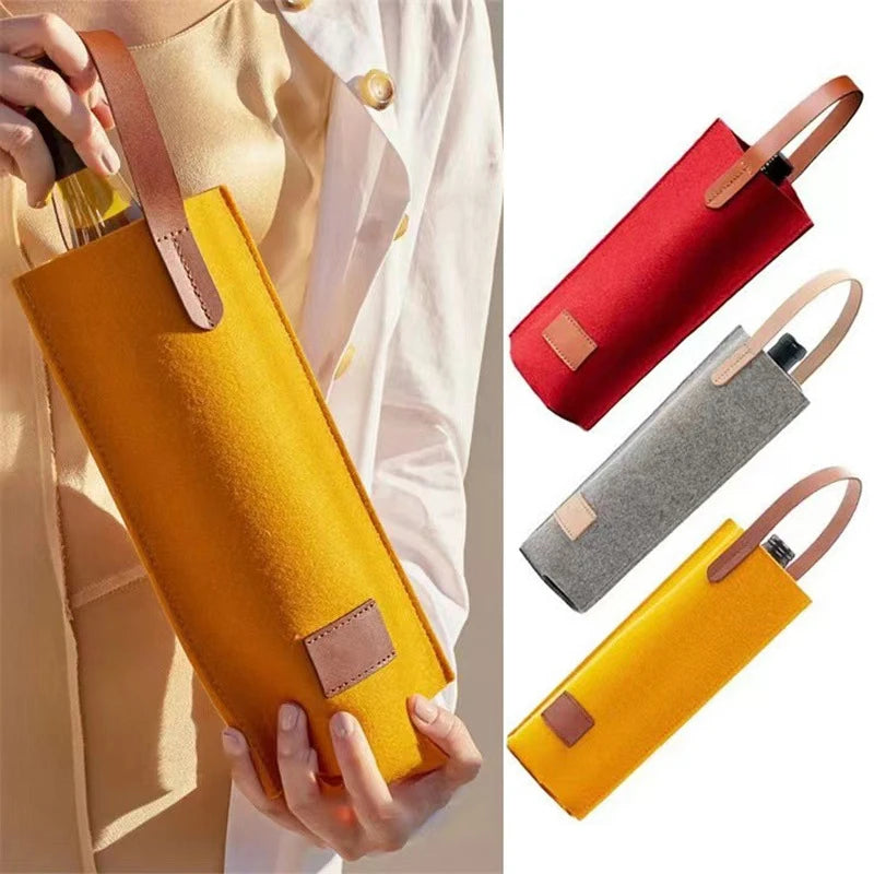Felt Single Wine Bottle Tote – Padded Insulated Carrier for Gift Giving
