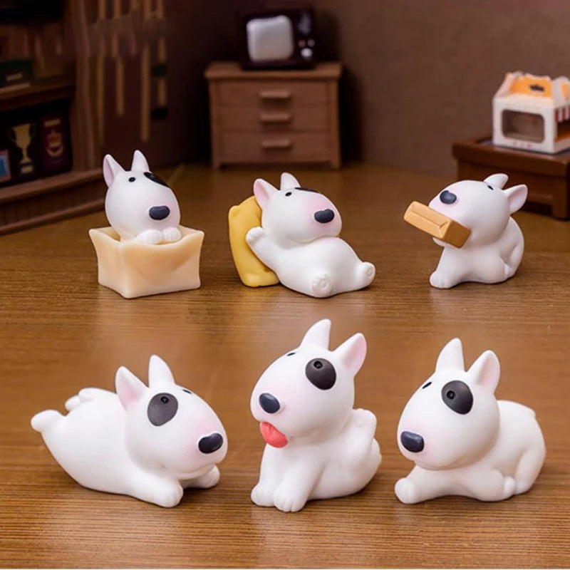 Mini Bull Terrier Dog Figurine – Micro Landscape for Home Desktop Decor