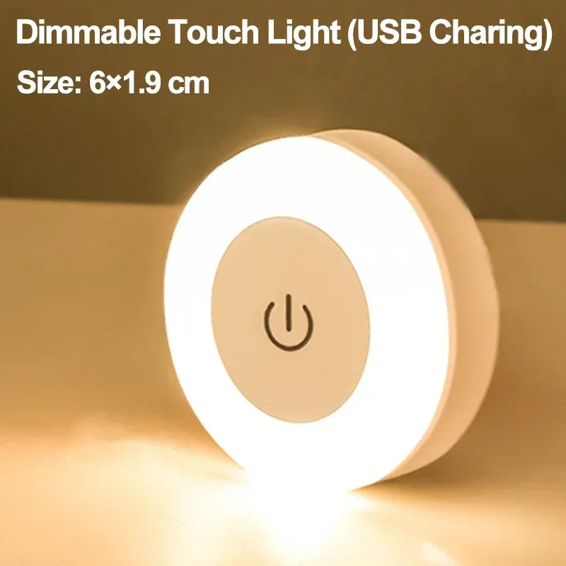 Magnetic USB LED Night Light – Portable Rechargeable Lamp for Bedroom and Kitchen