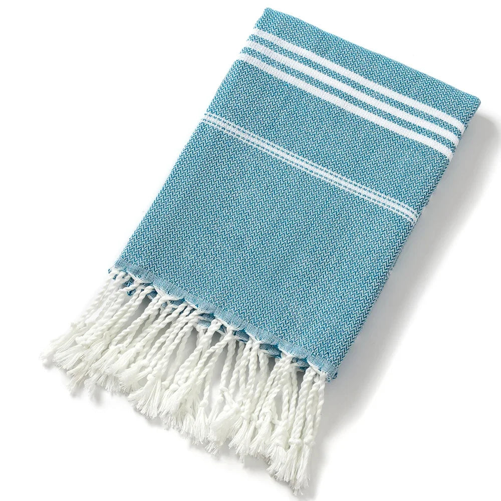 Cotton Turkish Beach Towel – Soft Absorbent Tassel Towel for Travel and Spa