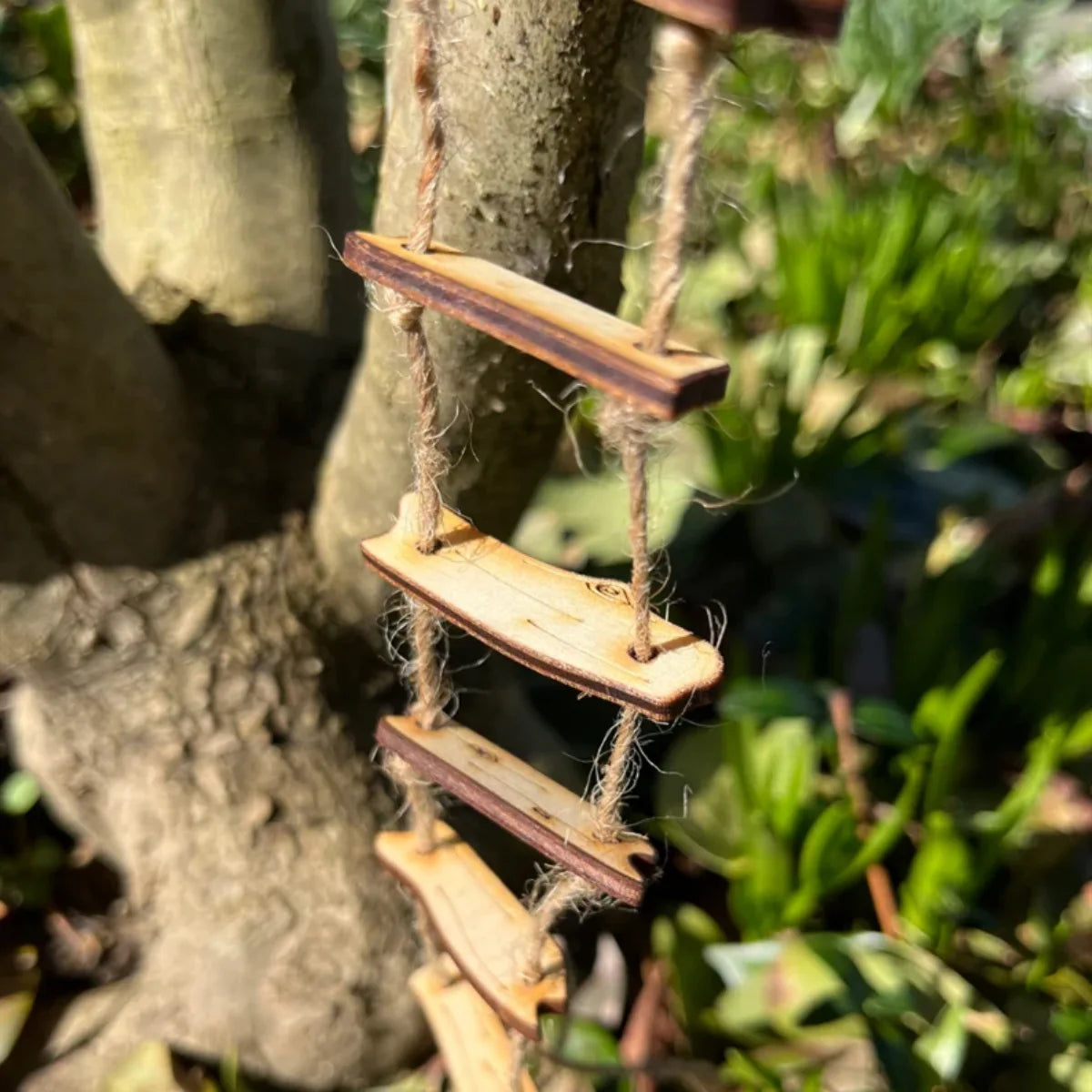Wooden Fairy Bridge Rope Ladder – Miniature Garden Decor for Mini Landscapes