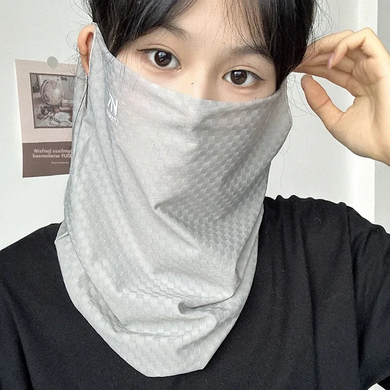 Ice Silk Sun Protection Scarf – Breathable Face Veil for Cycling and Travel
