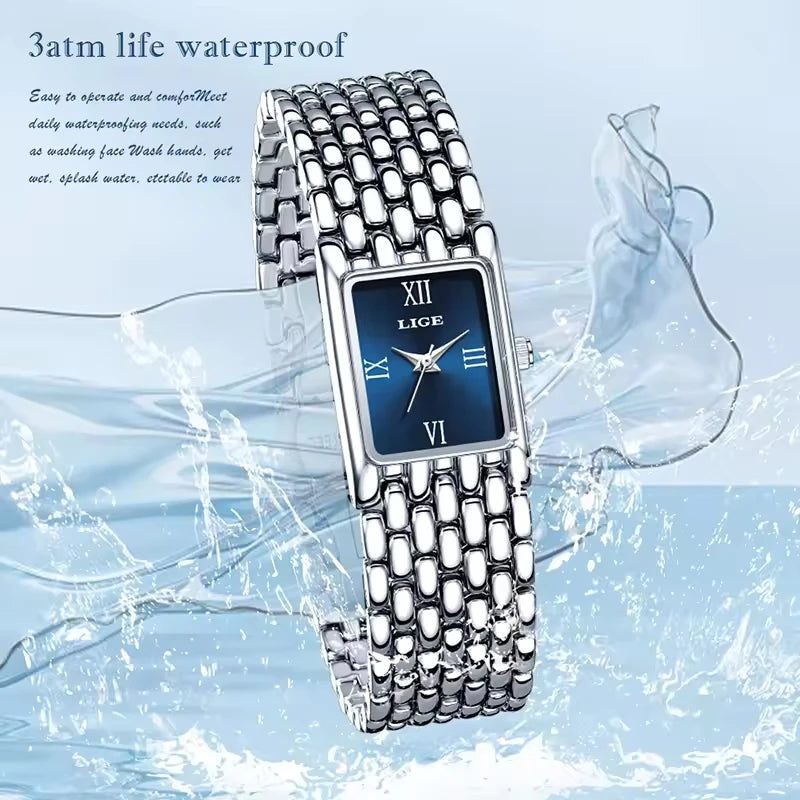 Square Stainless Steel Quartz Watch – Elegant Waterproof Accessory for Women