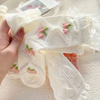 Lace Ruffled Mid-Tube Socks – Soft Harajuku Lolita Style for Winter Fashion