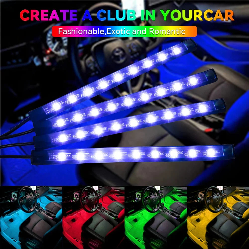 RGB LED Car Interior Light – Wireless Music Control for Auto Atmosphere