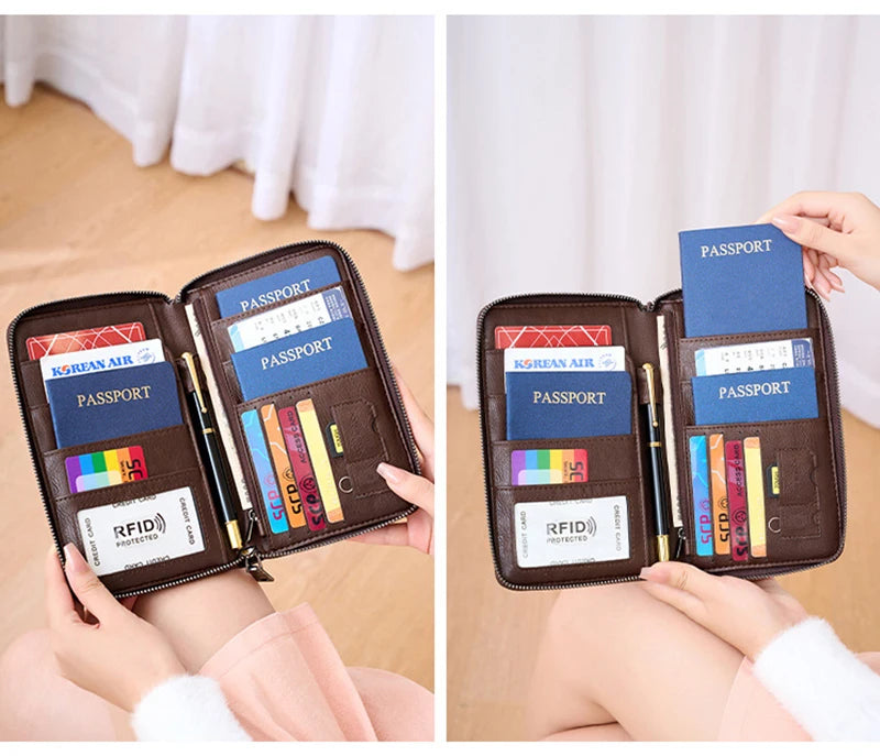 RFID Leather Passport Wallet – Anti-Theft Card Holder for Travel