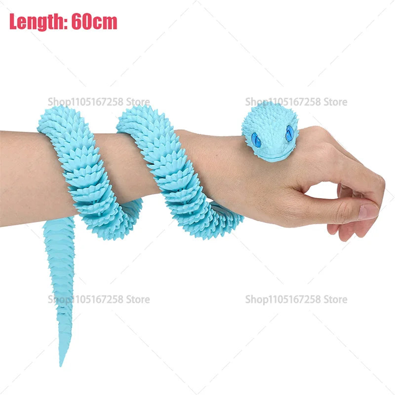 60cm 3D Printed Articulated Snake – Luminous Realistic Desktop Ornament