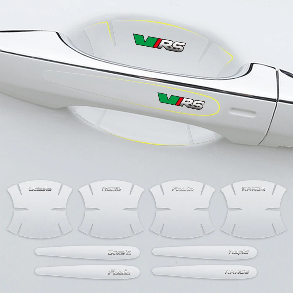 Transparent Car Door Handle Protectors – Anti-Scratch Film for Skoda Models