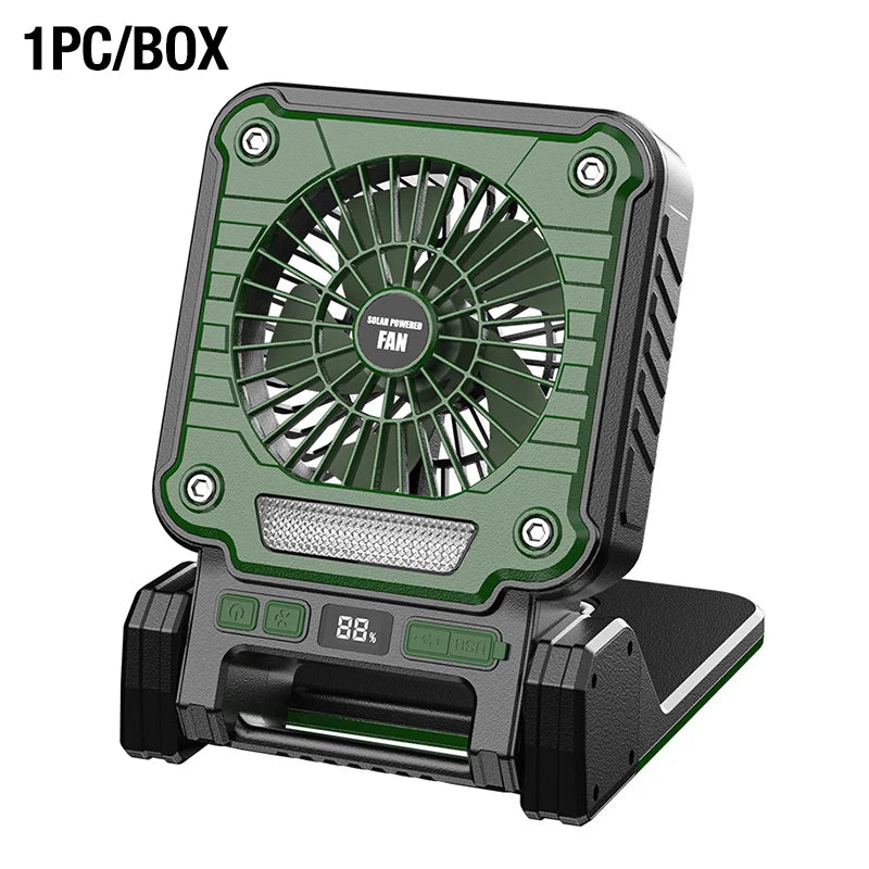 Portable LED Camping Fan – Solar USB Powered for Outdoor Tents