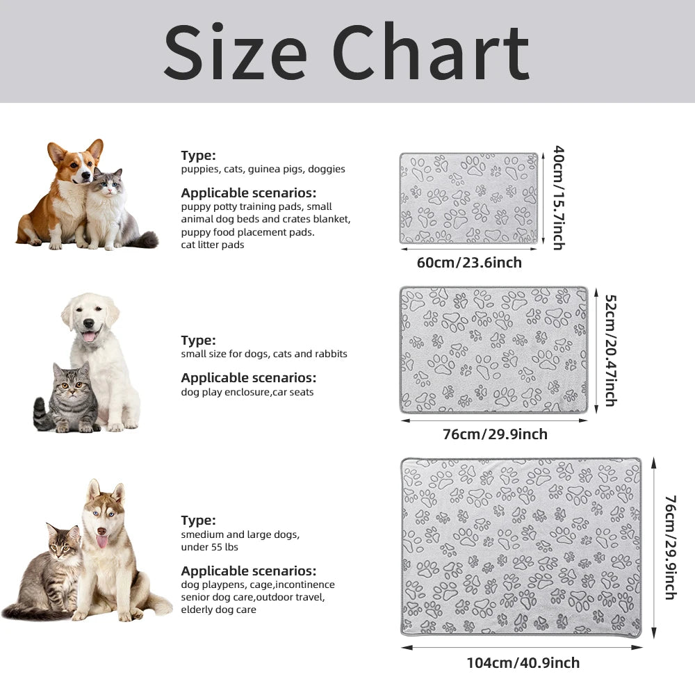 Plush Dog Paw Print Blanket – Soft Flannel Pet Mat for Dogs and Cats