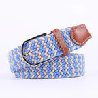 Woven Elastic Canvas Belt – Stretch Braided Buckle Strap for Casual Jeans