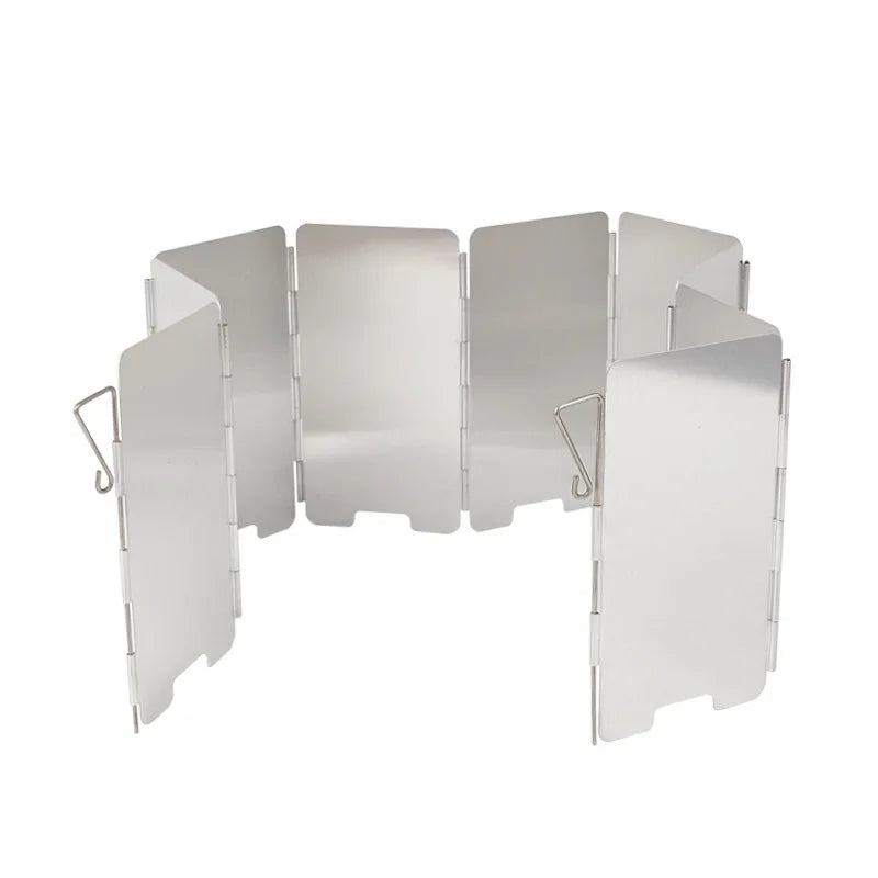 9-Plate Folding Windscreen – Aluminum Gas Stove Shield for Outdoor Camping