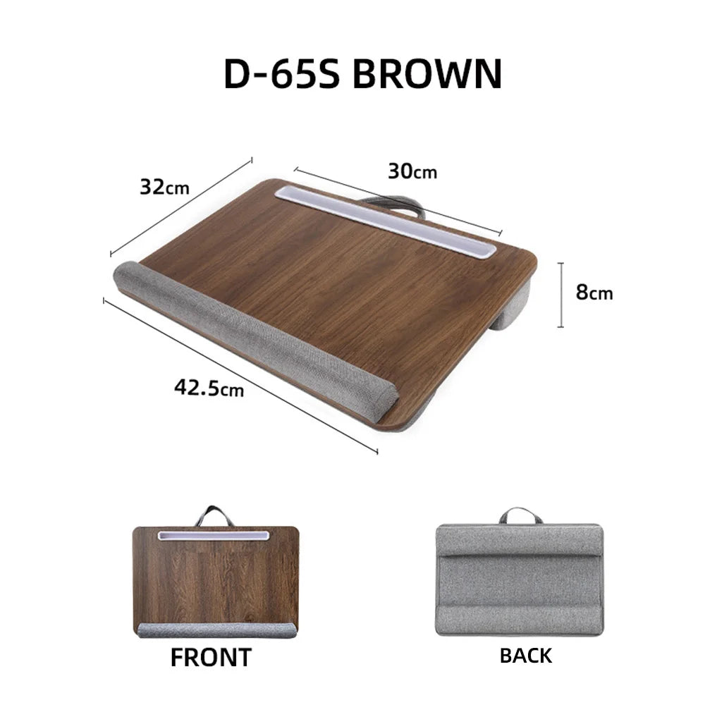 Portable Wooden Laptop Bed Desk – 15 Inch Lap Tray with Cushion for Study