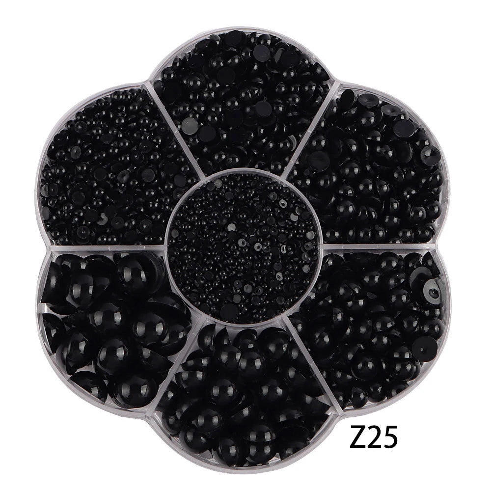 Half Round Flatback Pearl Beads – Assorted Sizes for DIY Jewelry and Nail Art