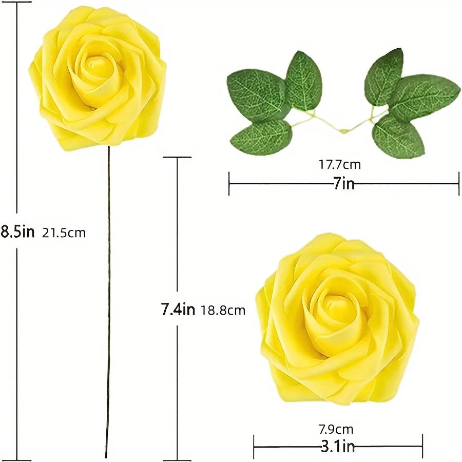 Artificial Rose Flowers – Stemmed Fake Roses for Wedding Bouquets and Decor