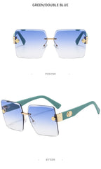 Oversized Rimless Square Sunglasses – Gradient Fashion Eyewear for Women