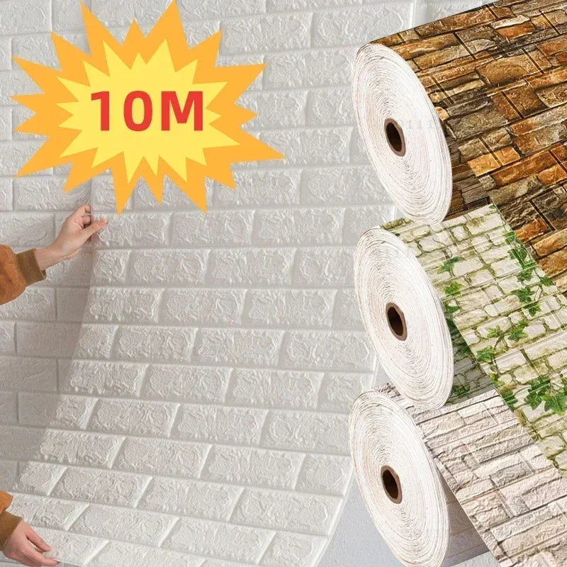 Self-Adhesive 3D Foam Brick Wallpaper – Waterproof Wall Decor for Home Living