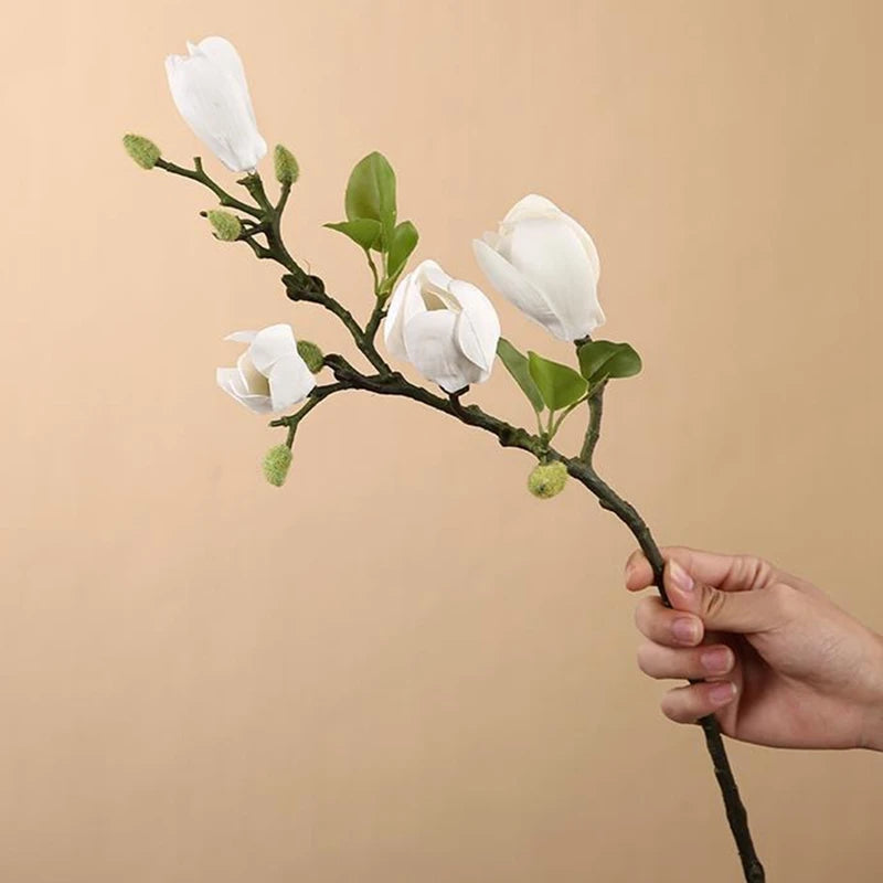 Artificial Silk Magnolia Flower – Realistic Floral Decor for Wedding Garden