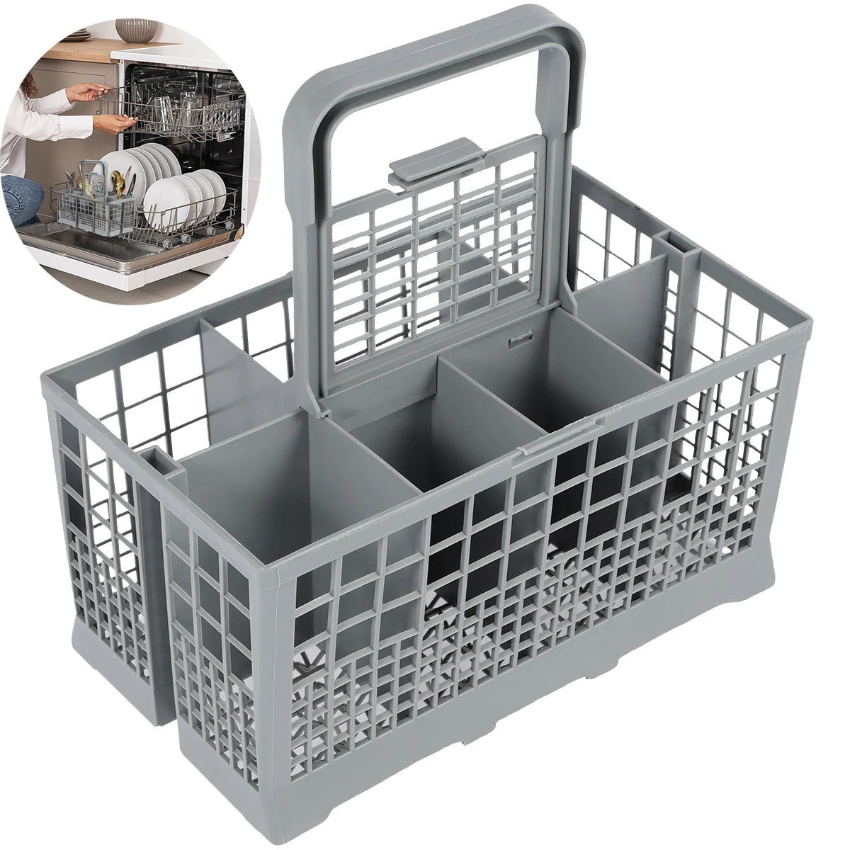 Universal Dishwasher Cutlery Basket – Foldable Flatware Holder for Kitchen