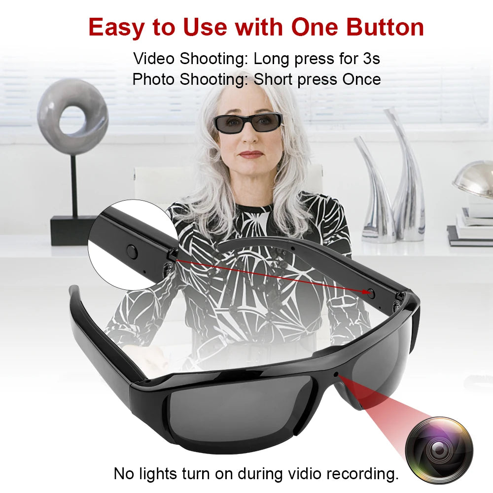 HD Mini Glasses Camera – Wearable Video Recorder for Outdoor Sports